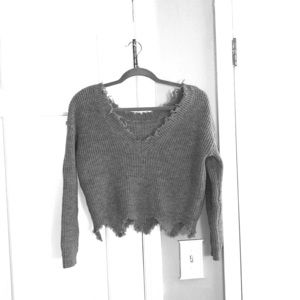 Gray distressed sweater